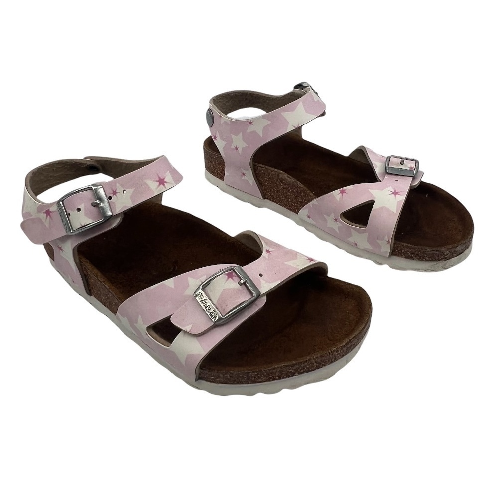 Birkenstock Pink Stars Rio Birko-Flor Slip On Sandals Size 31 Girl’s